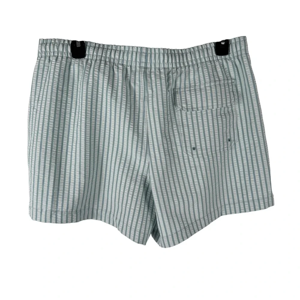 Abercrombie & Fitch Seersucker Striped Swim Trunks Mens XL Relaxed Fit Blue